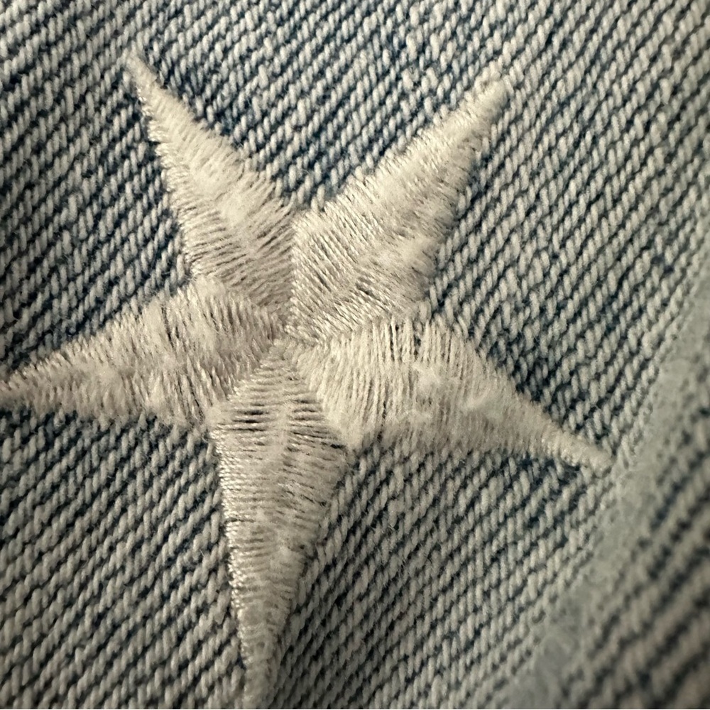 Pistola Brando Star Embroidery Denim Jacket in a light wash with a raw hem. - Picture 9 of 14